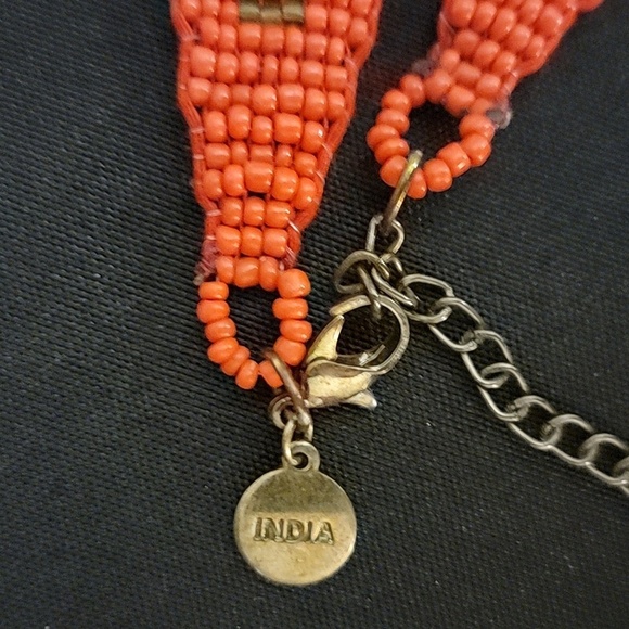 Beaded Multistrand Necklace Red and Orange - Picture 7 of 7